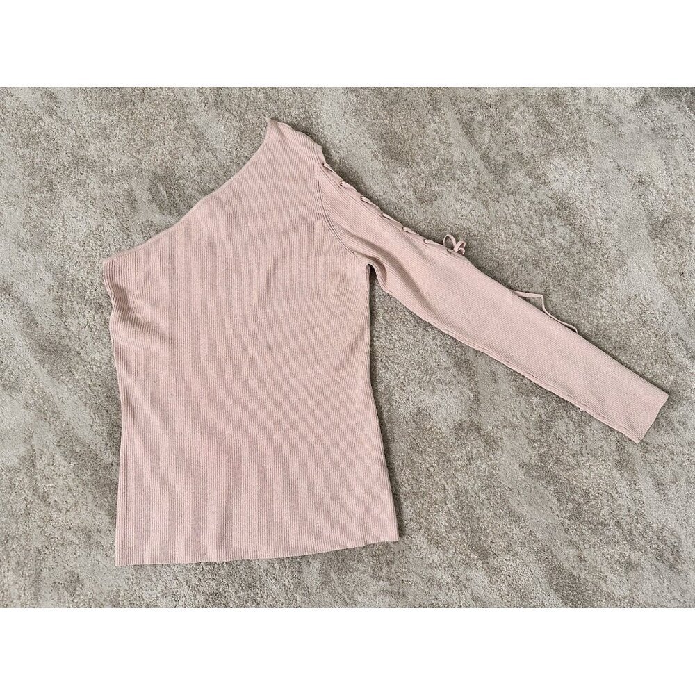 Scripted Women's Asymmetrical Long Sleeves One Shoulder Pink Top Size L NWT